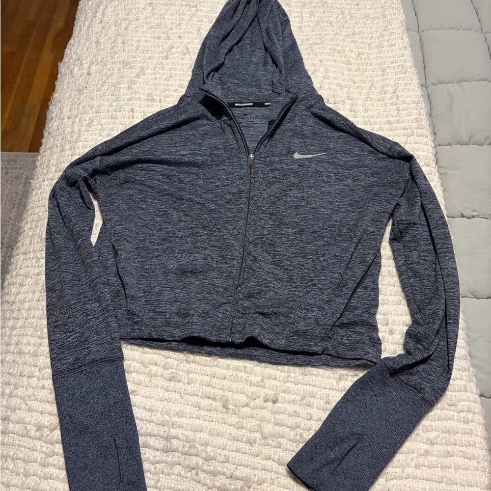 Nike Running Dri-FIT Cropped Zip-Up Hoodie Gray/blue
